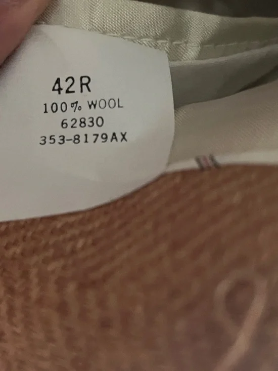 Vintage 80s Lands’ End 100% Wool Blazer 42R Tan Herringbone USA Tailored - Picture 10 of 11